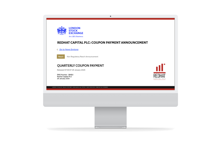 Quarterly Coupon Payment. Released 07:00:07 29 January 2025. RNS Number : 9849U. Redhat Capital PLC. 28 January 2025